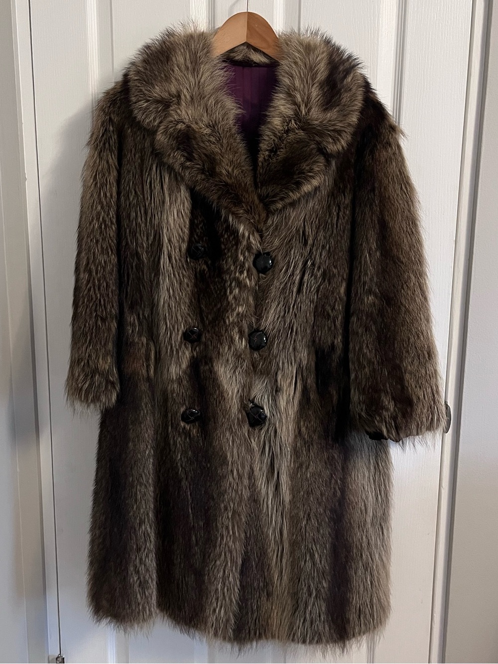 Raccoon fur coat